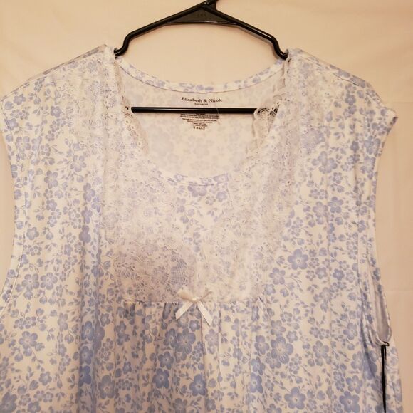 Elizabeth & Nicole Women’s Very Soft Sleepwear PJs Blue Floral Lace Size 2XL NWT - Picture 4 of 12